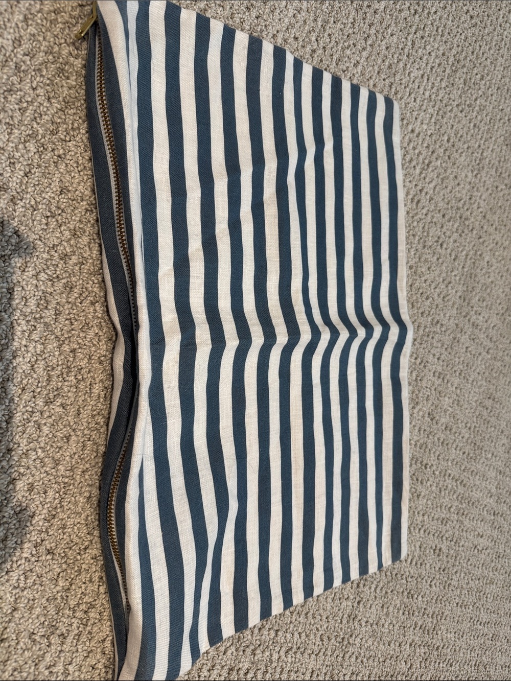Striped Canvas Zip Pillow cover - Navy and White